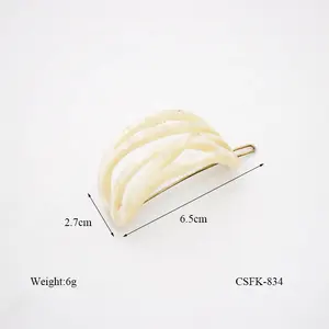 Canyuan grampos de cabelo de acetato, grampos de cabelo de pérola branco e celulose, personalizado, vazado, para rabo de cavalo