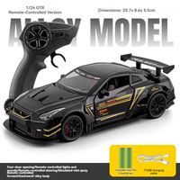 Voiture miniature RC Nissan GTR 1:24 avec effets sonores et lumineux, télécommandée, jouet décoratif