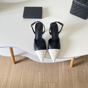 <span class=keywords><strong>Sandali</strong></span> con <span class=keywords><strong>tacco</strong></span> a spillo da donna in vera pelle di lusso, di alta qualità, neri e <span class=keywords><strong>bianchi</strong></span>, con punta a punta, per donna - Product Image 1