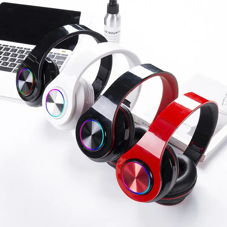 Neues BT5.0 Sports Noise Cancel ling PC-Gaming-Over-Ear-Bluetooth-Kopfhörer-Headset mit buntem LED-Licht