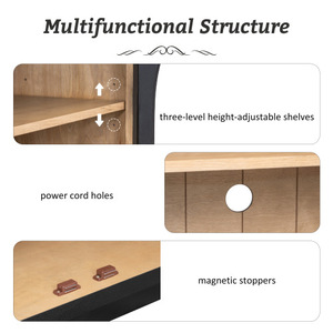 4-Door Large Solid Wood Eco-Friendly Antique <b>Storage</b> <b>Sideboard</b> Buffet Cabinet with Glass Doors Adjustable Shelves for Kitchen - Product Image 6