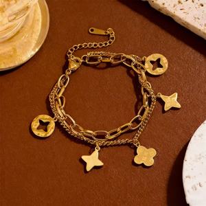 Bracelets et breloques de créateur en acier inoxydable 316L, résistants au ternissement et imperméables, plaqués or 14K 18K, pour la vente en gros - Product Image 4