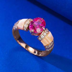 Anel de prata esterlina 925 de diamante vermelho <span class=keywords><strong>Ruby</strong></span> de concha natural de produto novo deusa nobre - Product Image 6