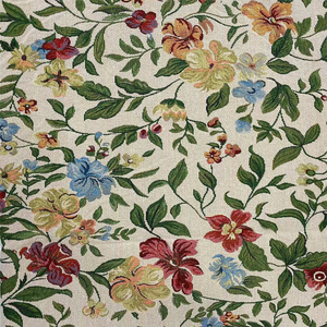 Tessuto per tappezzeria in velluto jacquard floreale tinto in filo rosa, beige e verde, traspirante, venduto al metro - Product Image 5