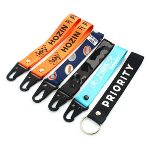 Custom Logo Nylon Lanyard Carabiner Short Wrist Keychain Strap Wholesale Price