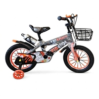 Vélo VTT Enfant en Acier avec Panier, Cadre Robuste 16 Pouces, Roues d'Apprentissage, Frein à Câble, 1 Vitesse, Rayons Colorés, Protection de Chaîne Intégrale