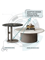 Table basse gigogne avec plateau en placage de marbre 3D résistant aux rayures, base en métal, table ronde gain de place pour la décoration de la maison