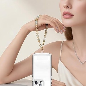 Novedad Transfronteriza: Cadena para Teléfono con Cuentas de Amazonita Natural Hechas a Mano, Estilo Lujoso y Próspero, con Cuentas de Cristal Rosa - Product Image 4