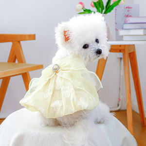Vestido de Gasa Casual con Estampado de Margaritas para Mascotas Pequeñas y Perros, Venta al por Mayor de Ropa para Mascotas, Moda Primavera-Verano - Product Image 6