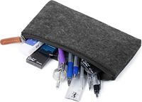 Étui à crayons en feutre noir écologique, durable, pliable, élégant, avec fermeture éclair, portable, pour fournitures de bureau