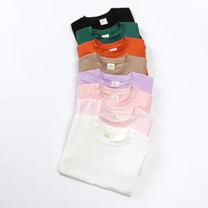 T-shirt d'été pour enfants garçons et filles, design uni, respirant, à manches courtes, décontracté, en coton, certifié GOTS, haut sans manches pour bébé - Product Image 4