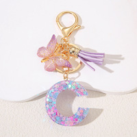 Porte-clés mousqueton personnalisé avec logo et initiales, couleurs assorties, en cristal et résine, style européen et américain, écologique pour femmes