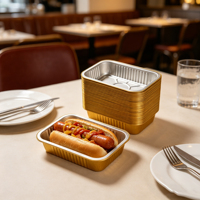 Barquette rectangulaire jetable en aluminium doré BLUE FOIL, qualité alimentaire, avec couvercle, robuste, petit moule à gâteau 665ml