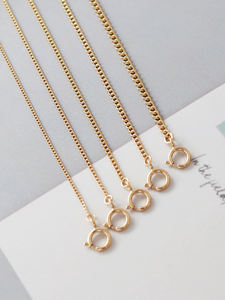 Xinflyラグジュアリーソリッドリアル14kゴールド1.3mm 2.1mmマイアミキューバンリンクネックレス男性女性調節可能なカスタム - Product Image 5