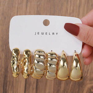 Ensemble de boucles d'oreilles CCB européennes et américaines, bijoux de fête géométriques en alliage de zinc, accessoires de mode pour femmes - Product Image 3