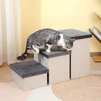 Escabeau pliable écologique pour animaux de compagnie, escalier pour chien à 3 niveaux avec tiroir de rangement, marches d'escalade légères et portables pour chat, pour meubles
