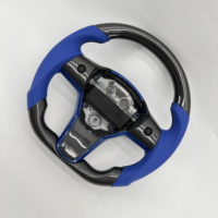 Volant en fibre de carbone perforé bleu brillant de qualité supérieure pour Tesla Model 3/Y - Prix d'usine excellent
