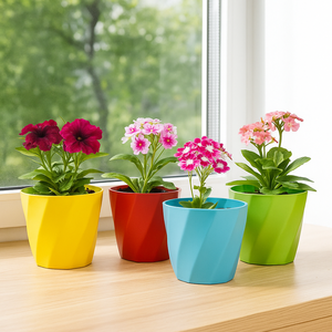 Maceta Espiral de Plástico Colorida de Gran Tamaño, Macetero Moderno de PP para Decoración Interior y Exterior, Duradero y Ligero - Product Image 4