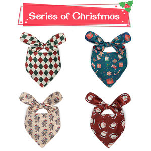 Écharpe de luxe en coton pour animaux de compagnie <span class=keywords><strong>Bandana</strong></span> de <span class=keywords><strong>chien</strong></span> imprimé de Noël pour chiot et chat accessoires d'été avec logo personnalisé - Product Image 6