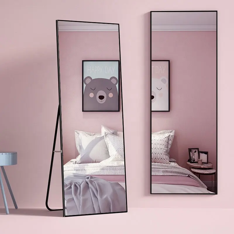 Personalizado moderno Metal longo piso espelho decoração pendurado grande quadro piso espelho espelho decorativo