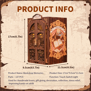 CuteBee Nouveau style Mini maison de poupée Librairie Souvenirs <span class=keywords><strong>Puzzle</strong></span> 3D en bois Idéal comme cadeau Coin lecture - Product Image 5