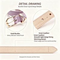 Ceinture fine en cuir véritable pour femme, vente en gros d'usine, personnalisée, avec boucle ardillon élégante en métal doré et ornement triangulaire
