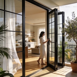 Puertas Plegables Exteriores de Aluminio con Rotura de Puente Térmico, Puertas de Acordeón para Patio y Balcón con Doble Vidrio Templado - Product Image 1