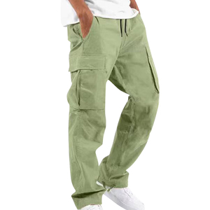 Comfortable Lightweight Mens Cargo <b>Trousers</b> with High <b>Elastic</b> Waist Canvas Fabric for <b>Work</b> Travel & Outdoor Activities - Product Image 1