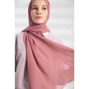 <b>Chiffon</b> <b>Scarf</b> Rose Pink Plain Dyed Long Lightweight Women 100% Polyester - Product Image 5