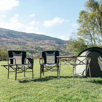 Chaise de camping pour directeurs, robuste, chaise pliante portable surdimensionnée avec table latérale, chaises de camping pliantes pour concerts en plein air