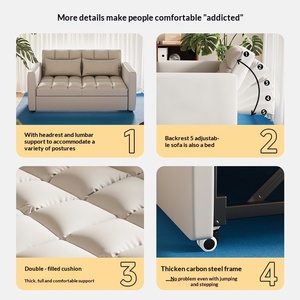 Sofa <strong>Bed</strong> <strong>Folding</strong> Multi-function Pull-out Telescopic Cat Scratch Skin Upholstery High-density Sponge Filling Small Apartment - Product Image 3