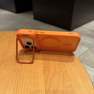 Porte-anneau magnétique de luxe sensible à la peau pour 17 Pro Max Orange givré Anti-Drop Hard Case Pc + Tpu - Product Image 3