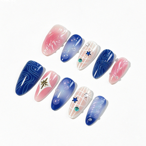 10 <span class=keywords><strong>Uñas</strong></span> <span class=keywords><strong>Postizas</strong></span> Almendradas Brillantes con Diseño <span class=keywords><strong>de</strong></span> Burbujas Oceánicas <span class=keywords><strong>de</strong></span> Verano, Adornadas con Estrellas, Cuentas y Gemas, <span class=keywords><strong>Uñas</strong></span> Decoradas con Ondas y Remolinos, <span class=keywords><strong>Uñas</strong></span> <span class=keywords><strong>Postizas</strong></span> con Pedrería - Product Image 3