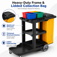Chariot de nettoyage professionnel avec seaux de collecte de 6 L, plateau de séparation et sac poubelle à couvercle pour l'entretien hôtelier