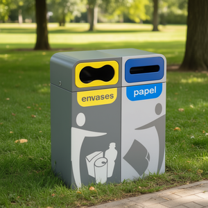 Papelera Bruselas 120L 2 Contenitori Apertura 0-1 Colore B-A Res 010-009 - Product Image 3