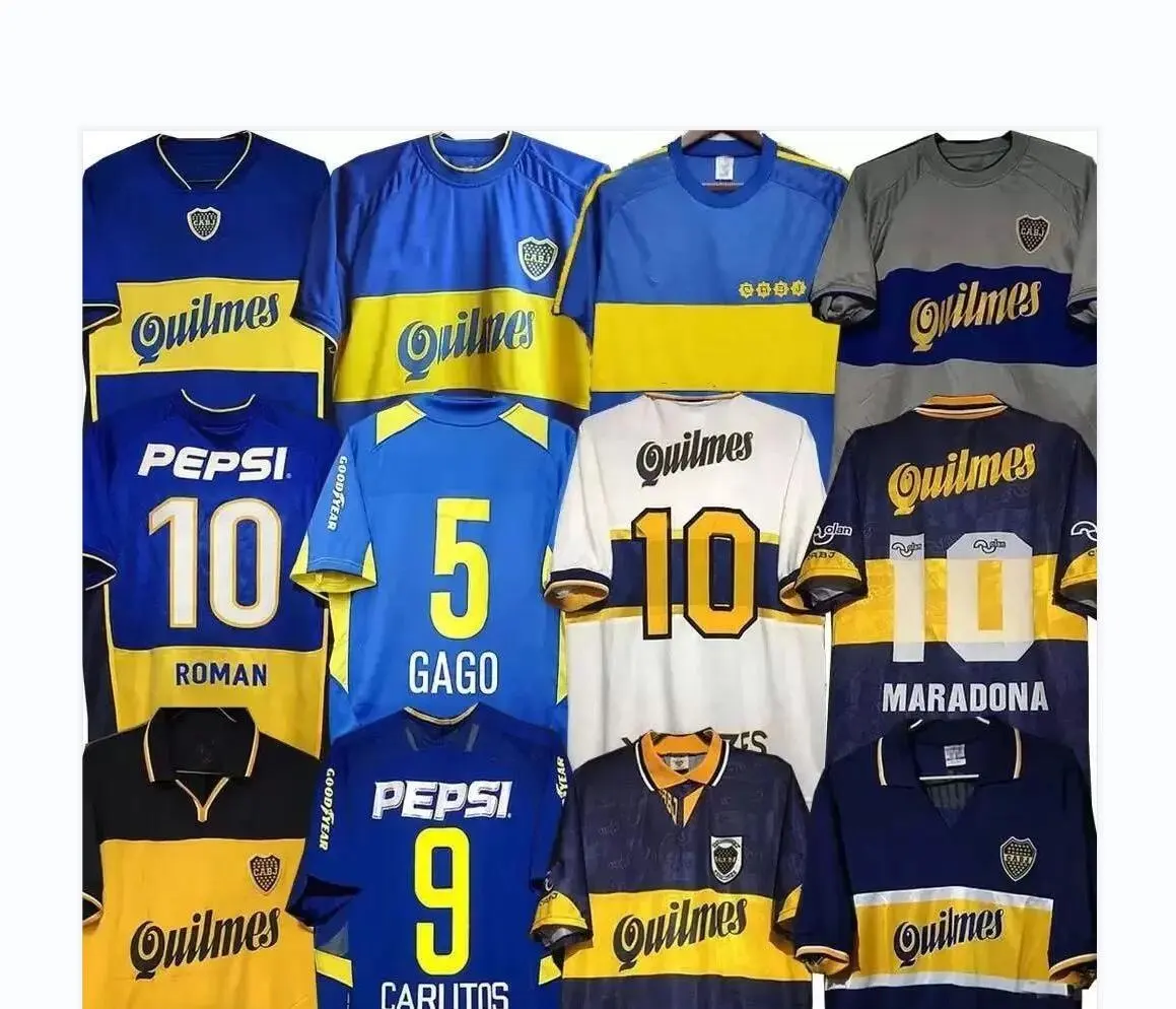 Boca Juniors Retro Futbol formaları Maradona ROMAN Caniggia RIQUELME 1997 2002 PALERMO Futbol tişörtü Vintage Camiseta de Futbol