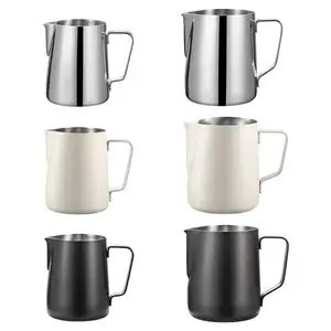 Wholesale Custom Stainless Steel Coffee Milk Jug Mini Small Modern Metal Steam Espresso Frothing Pitcher For Barista Latte Art