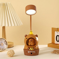 Lampe de nuit multifonctionnelle USB en forme de capybara de dessin animé, taille-crayon d'apprentissage 360 °   Lampe de bureau réglable pour enfants, cadeau idéal