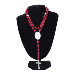 뜨거운 판매 개인 인쇄 묵주 목걸이 승화 공백 타원형 삽입물과 묵주 보석 목걸이 - Product Image 3