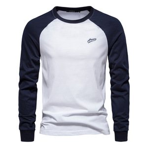 T-Shirt a <span class=keywords><strong>Maniche</strong></span> Lunghe Raglan da <span class=keywords><strong>Uomo</strong></span>, <span class=keywords><strong>Felpa</strong></span> con Collo Tondo, Magliette Basiche con Logo Personalizzato, Taglie EU/US, 100% Cotone Lavorato a Maglia, Ecologico - Product Image 6