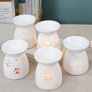 <span class=keywords><strong>Vintage</strong></span> bianco porcellana olio essenziale di aromaterapia bruciatore decorazione per la casa in metallo e supporto in ceramica per candele uso festa di matrimoni - Product Image 3
