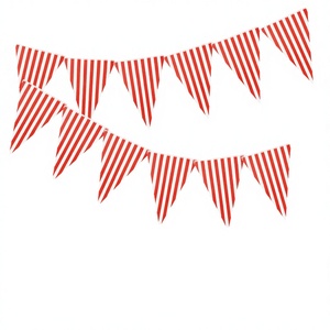 Customizable Golden Classic Red White Stripe Party <b>Banner</b> Triangle Flag Set Paper Festival Decoration - Product Image 5