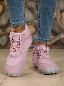 Scarpe da trekking minimaliste rosa da <span class=keywords><strong>donna</strong></span>, a taglio medio, leggere, con allacciatura rapida, punta larga, antiscivolo, per trail walking. - Product Image 3