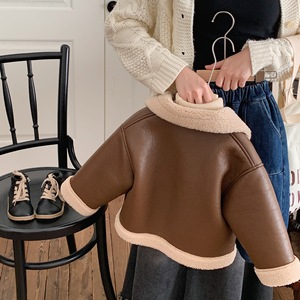 2024 invierno nuevos niños <span class=keywords><strong>y</strong></span> niñas piel integrada estilo occidental chaqueta <span class=keywords><strong>de</strong></span> motocicleta abrigo <span class=keywords><strong>de</strong></span> invierno para niños abrigo niños - Product Image 4