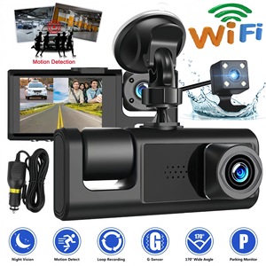 Mini Dash Cam con Schermo da 2 Pollici, <span class=keywords><strong>Telecamera</strong></span> a 3 Canali 1080P con Triplo Obiettivo, Specchietto Retrovisore con Monitoraggio Parcheggio, DVR HD <span class=keywords><strong>per</strong></span> <span class=keywords><strong>Auto</strong></span> con Visione Notturna 170° - Product Image 1
