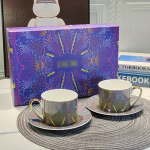 Wholesale European Classic Luxury Bone China Coffee & <b>Tea</b> <b>Sets</b> with Blue/Red Logo Food Grade Business Gift - Product Image 3