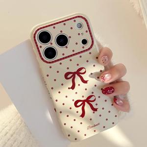 Suitable <b>for</b> <b>iPhone</b> 16 Pro Max case, New Year polka dot bow with lanyard, precise cutouts, full coverage, shockproof phone case - Product Image 2