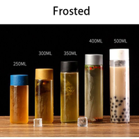 Bouteille d'eau en verre cylindrique vide de 300 ml, 500 ml, 800 ml avec logo personnalisé, style Voss, avec couvercle anti-fuite pour jus, smoothie, sport, voyage