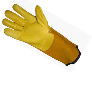 PK 2023 gants de soudage Tig en cuir de grain avec manchette en croûte de cuir de vache de 15cm de long 35cm gants de soudage noirs - Product Image 3