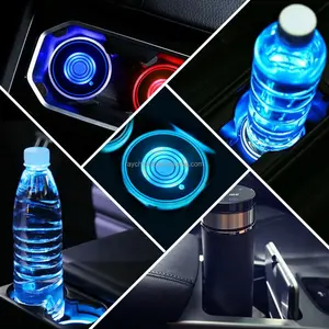 Yeni araba LED bardak tutucu işık paspaslar araba bardak şişe atmosfer ışığı takımyıldızı arka lamba LED bardak RGB tutucu pedleri